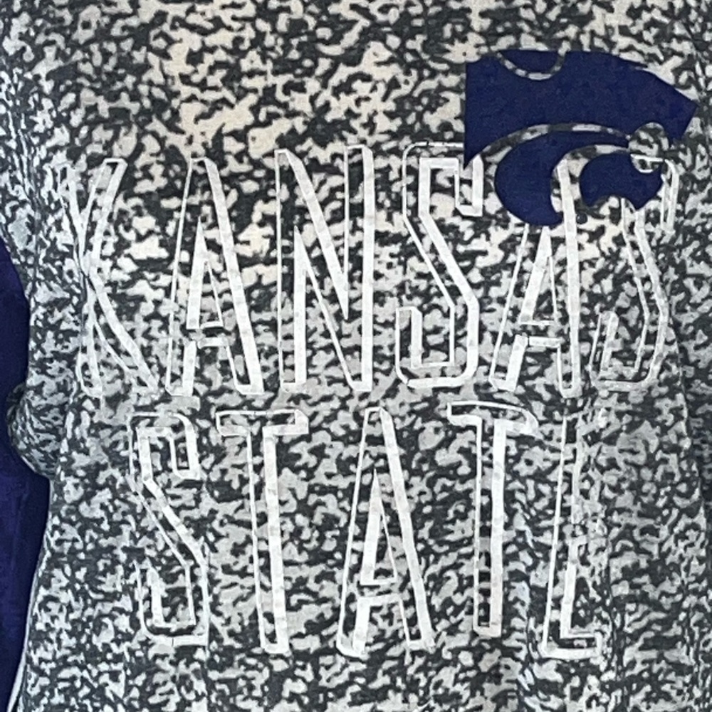 Nike Kansas State Wildcats Powercat Womens Distressed 3/4 Sleeve Raglan Shirt XL - Picture 2 of 7